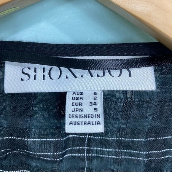 Shona Joy Finn Wrap Cropped Midi Set Plaid Black‎ Linen Blend Wrap Sz 2 - Picture 8 of 10